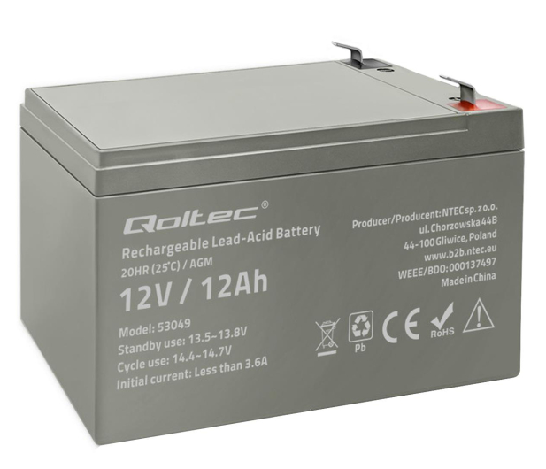 Qoltec Akumulator AGM 12V 12Ah - 1238923 - zdjęcie 3